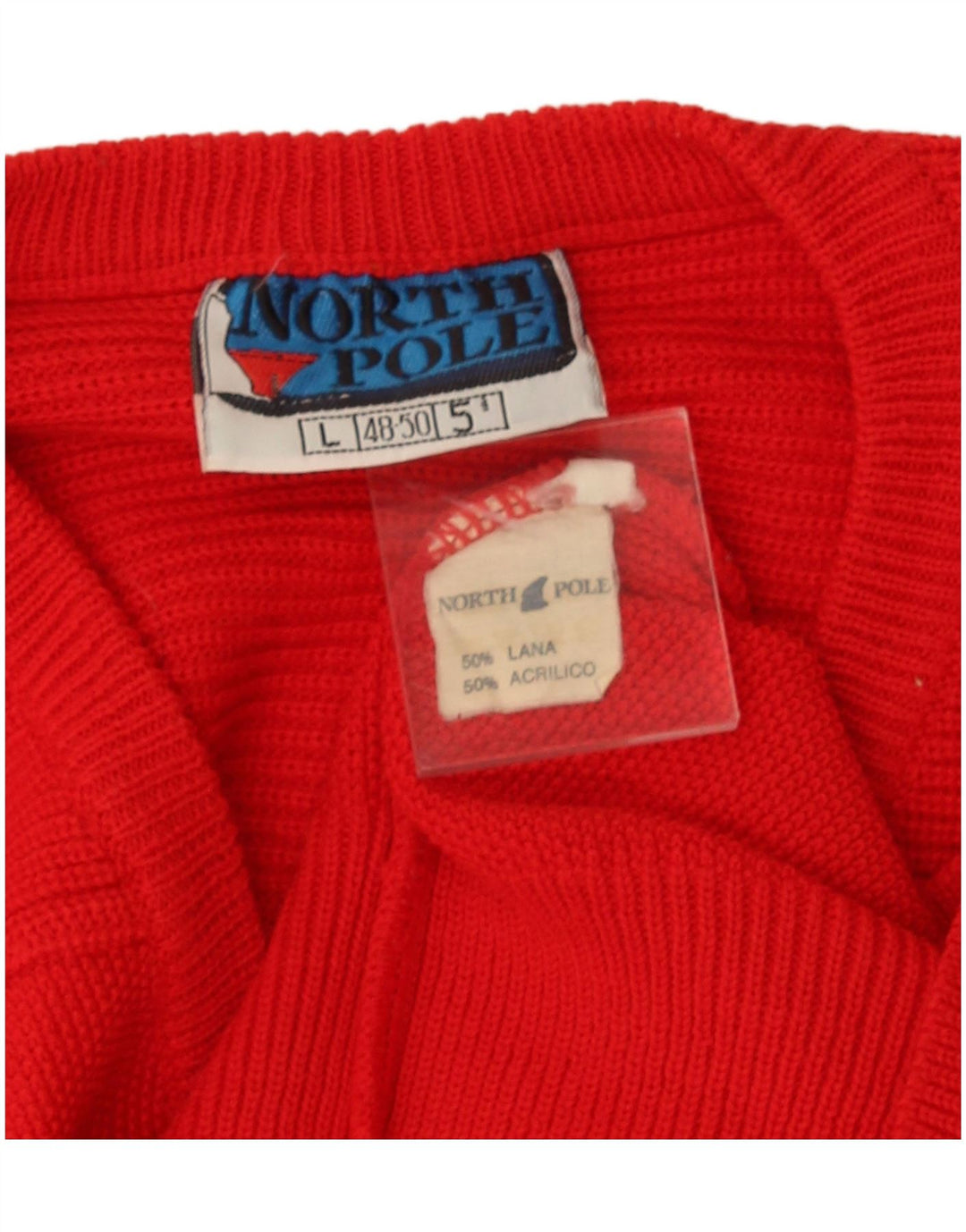 North Pole Herre V-hals sweater Stor rød uld