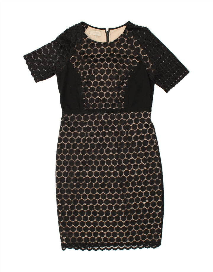 HOBBS Womens Sheath Dress UK 12 Medium Black Geometric Polyamide Vintage Hobbs and Second-Hand Hobbs from Messina Hembry 