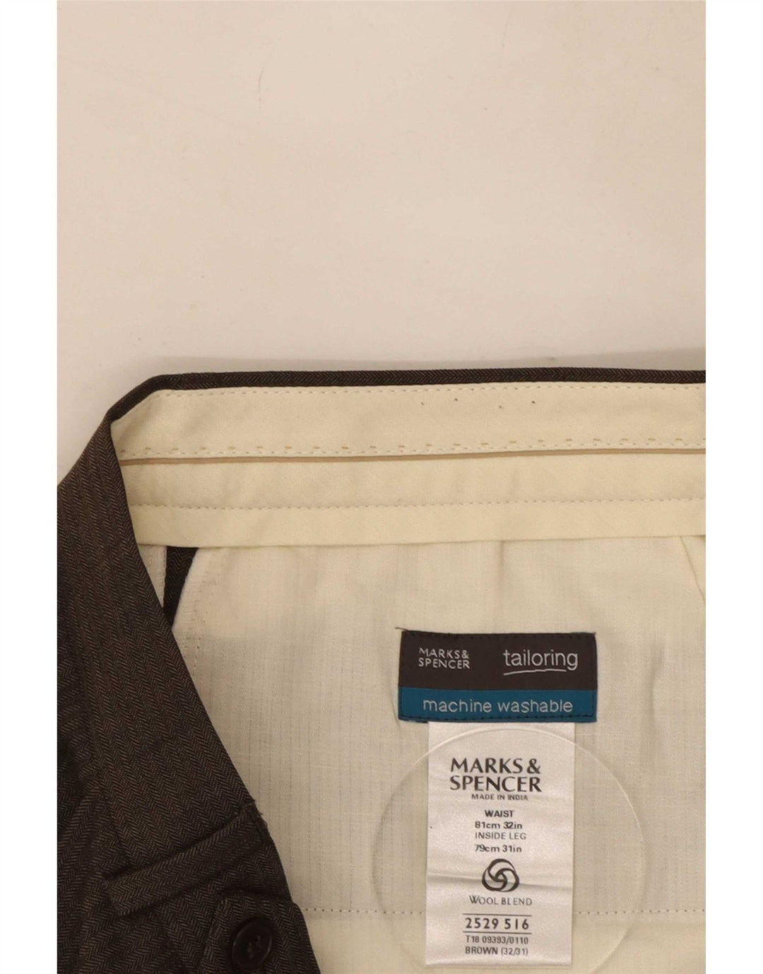 Marks & Spencer Herre Pegged Suit Bukser W32 L31 Brun Polyester