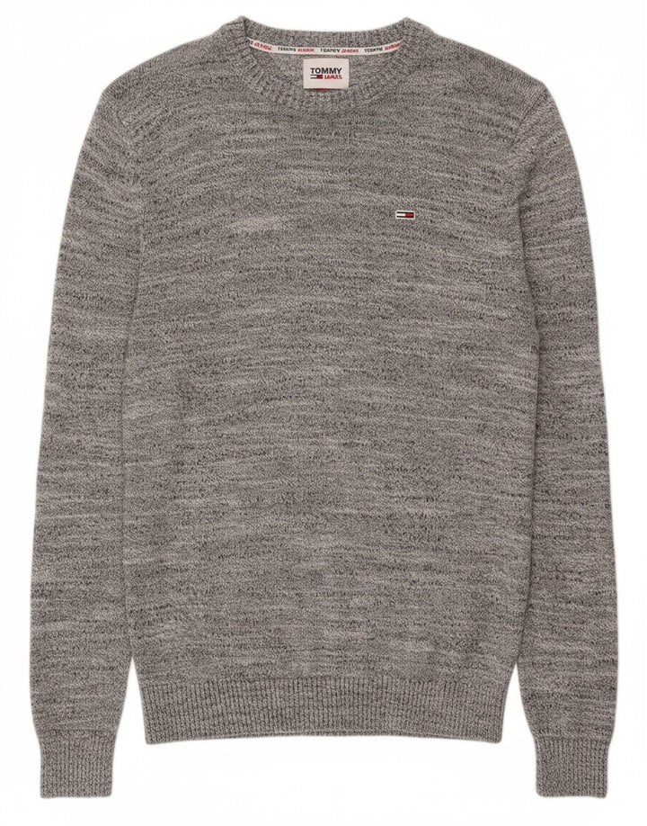 TOMMY HILFIGER Mens Crew Neck Jumper Sweater Medium Grey Flecked