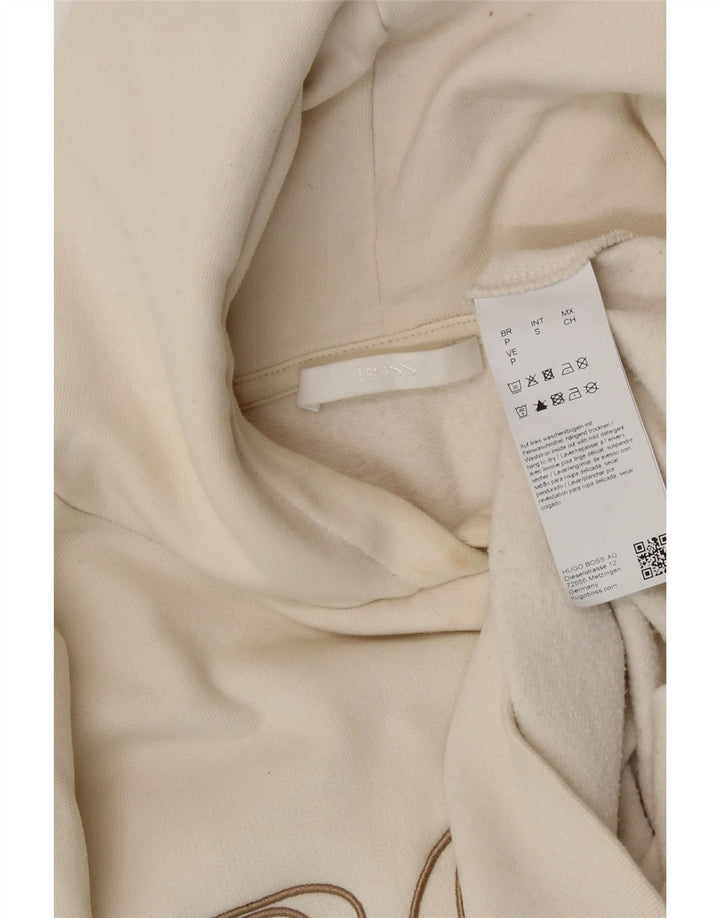 HUGO BOSS Grafisk oversized hættetrøje til damer UK 10 Small Off White