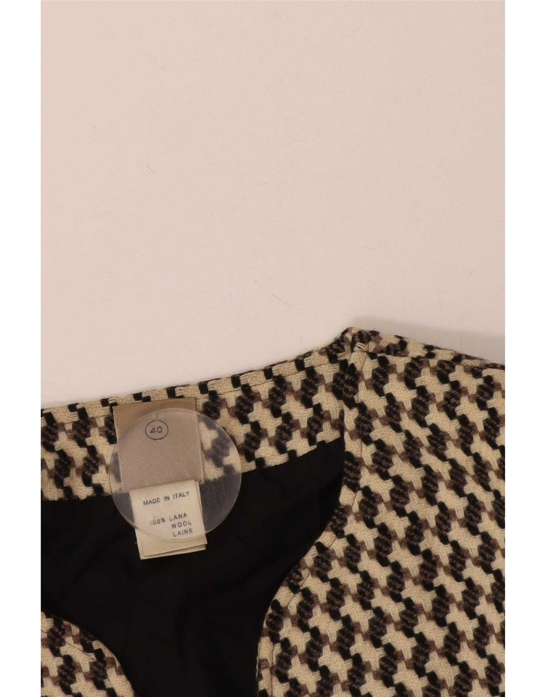 Poi By Krizia Dame Crop Blazer Jacket IT 40 Small Beige Houndstooth
