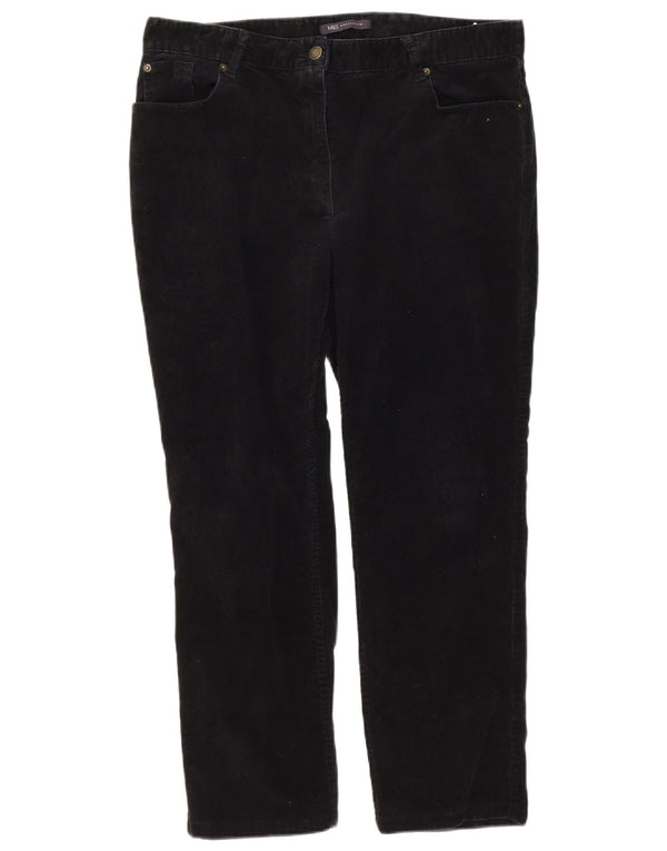 Marks & Spencer Womens Crop Corduroy Bukser UK 16 Large W34 L25 Black