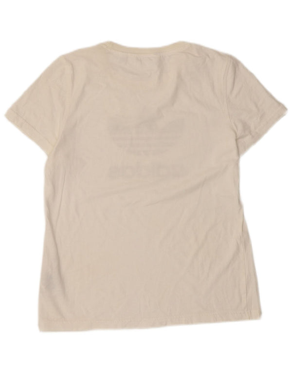 Adidas Dame Grafisk T-Shirt Top UK 14 Medium Hvid Bomuld