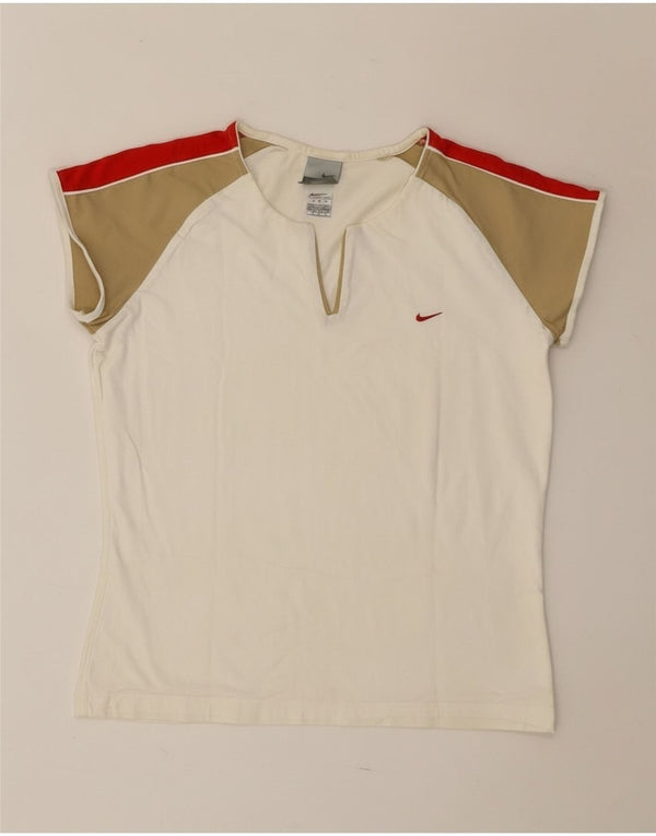 Nike T-shirt top til kvinder UK 16/18 XL Off White Colourblock