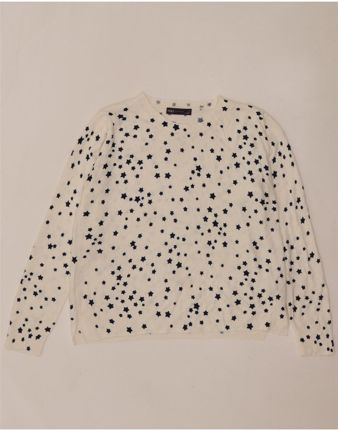 Marks & Spencer Dame Boat Neck Jumper Sweater UK 14 Large White