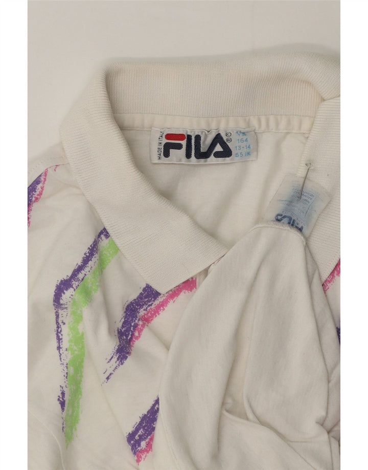 Fila Boys Polo Shirt 13-14 År Hvid Colourblock Polyester