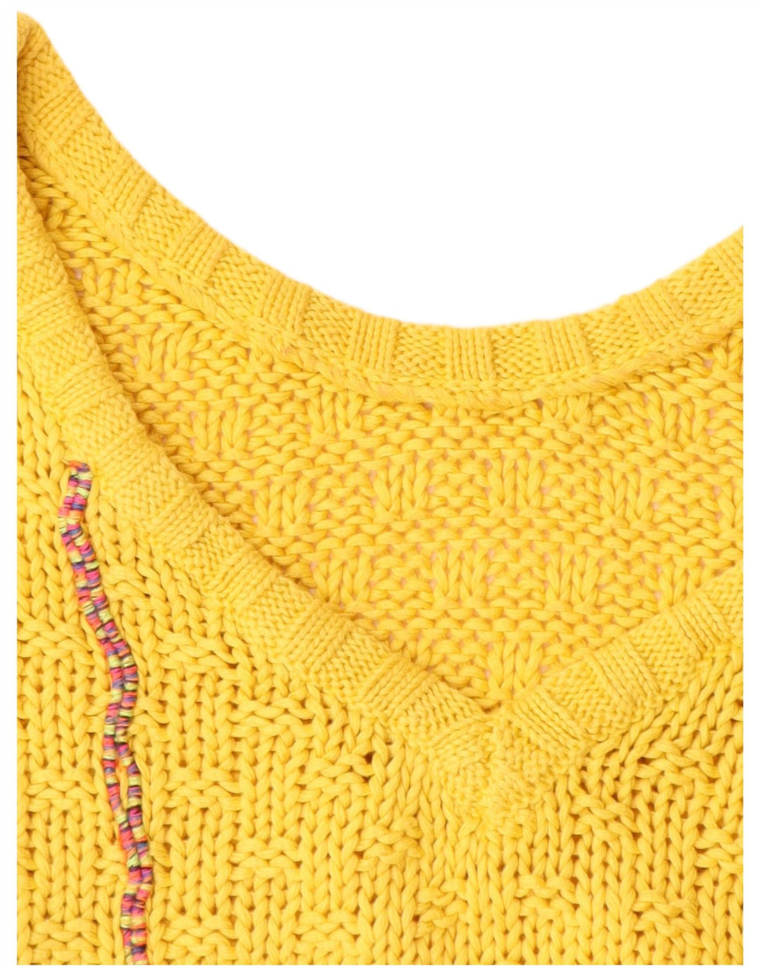 VINTAGE Kvinders abstrakt mønster Crop Vest Tank Top UK 12 Medium Gul