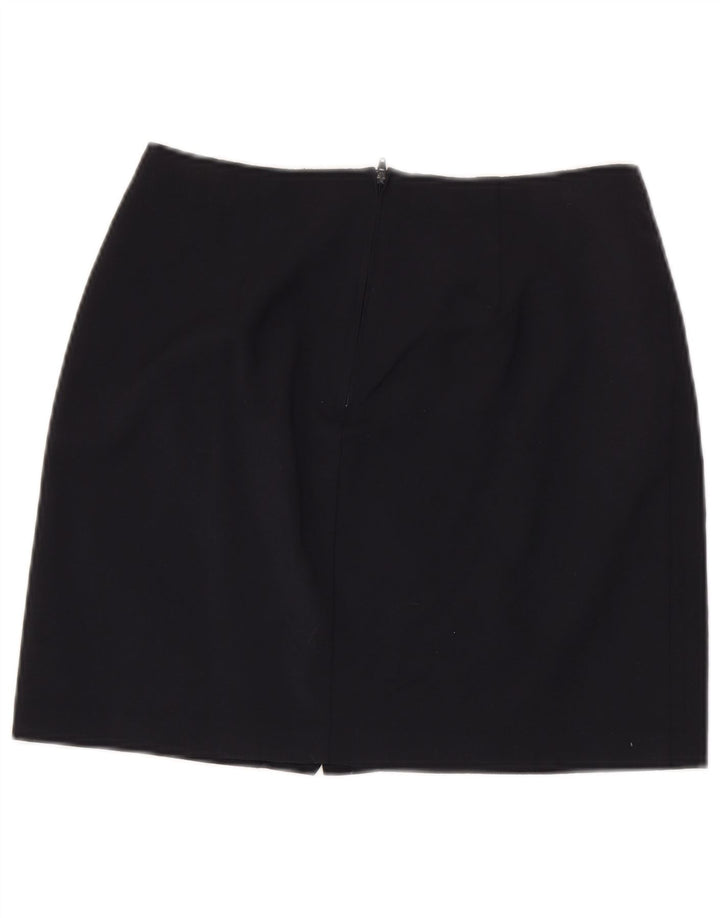 Benetton Dame Mini Nederdel IT 44 Medium W28 Marineblå Virgin Wool