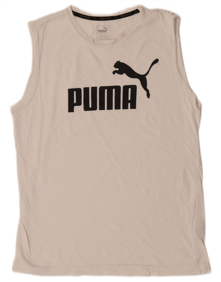 Puma Herre Grafisk Vest Top Stor Hvid Bomuld