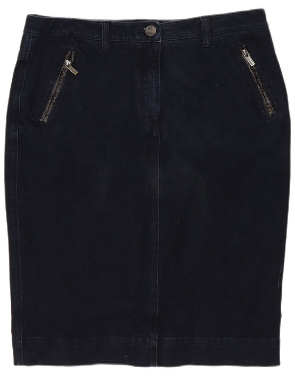 MARKS & SPENCER Womens Autograph Denim Skirt UK 12 Medium W30 Navy Blue