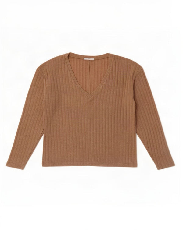 Zara Womens Crop Top Langærmet UK 10 Lille brun polyester
