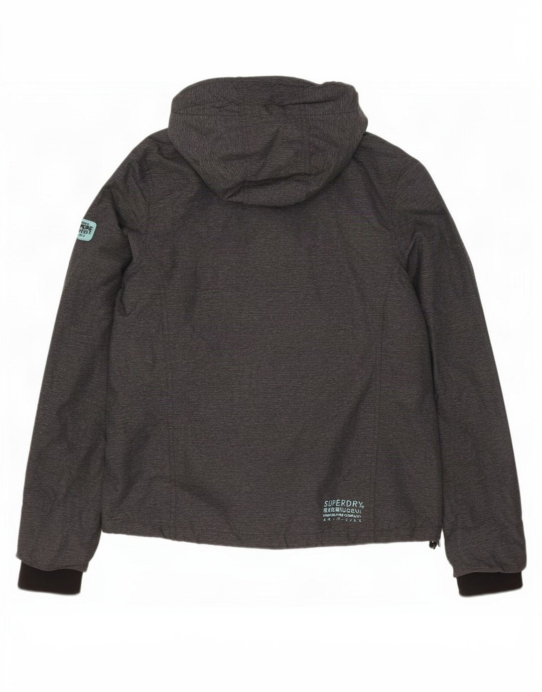 Superdry Regnjakke med hætte til kvinder UK 16 Stor grå nylon
