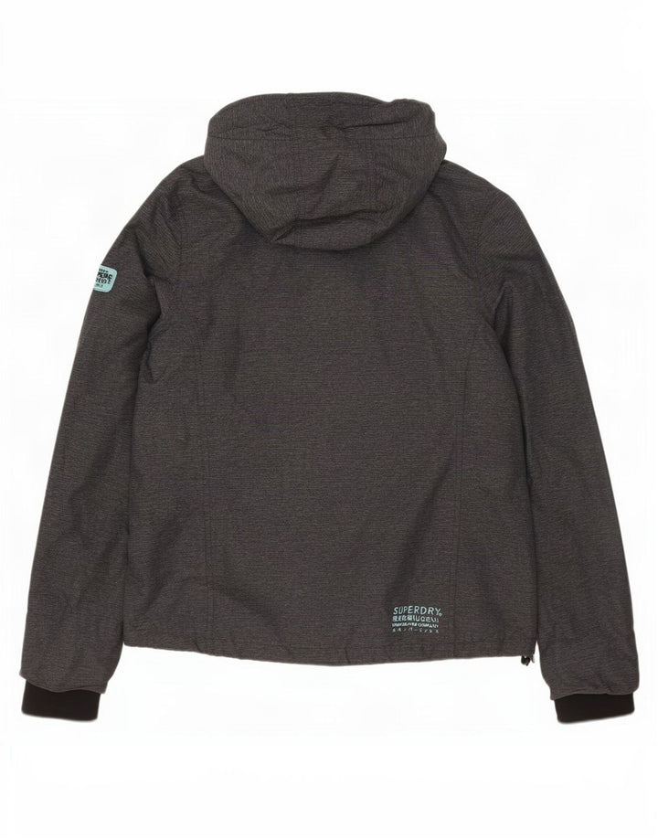 Superdry Regnjakke med hætte til kvinder UK 16 Stor grå nylon