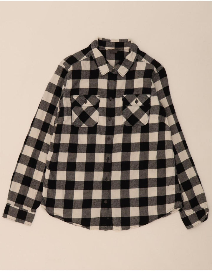 EDDIE BAUER Womens Flannel Shirt UK 14 Medium Black Check Cotton Vintage Eddie Bauer and Second-Hand Eddie Bauer from Messina Hembry 