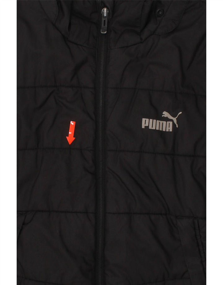 PUMA Boys Padded Jacket 11-12 Years Black Polyester Vintage Puma and Second-Hand Puma from Messina Hembry 