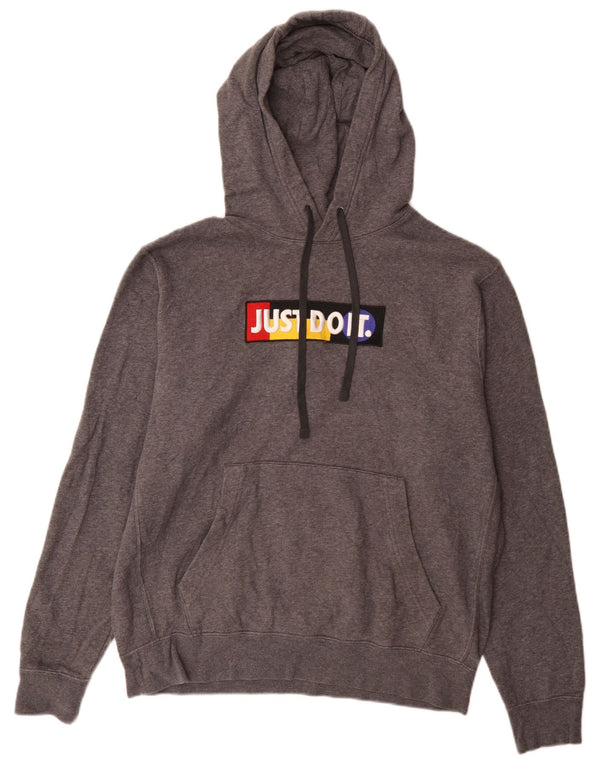 Nike Mens Graphic Hoodie Jumper Medium Grey Cotton