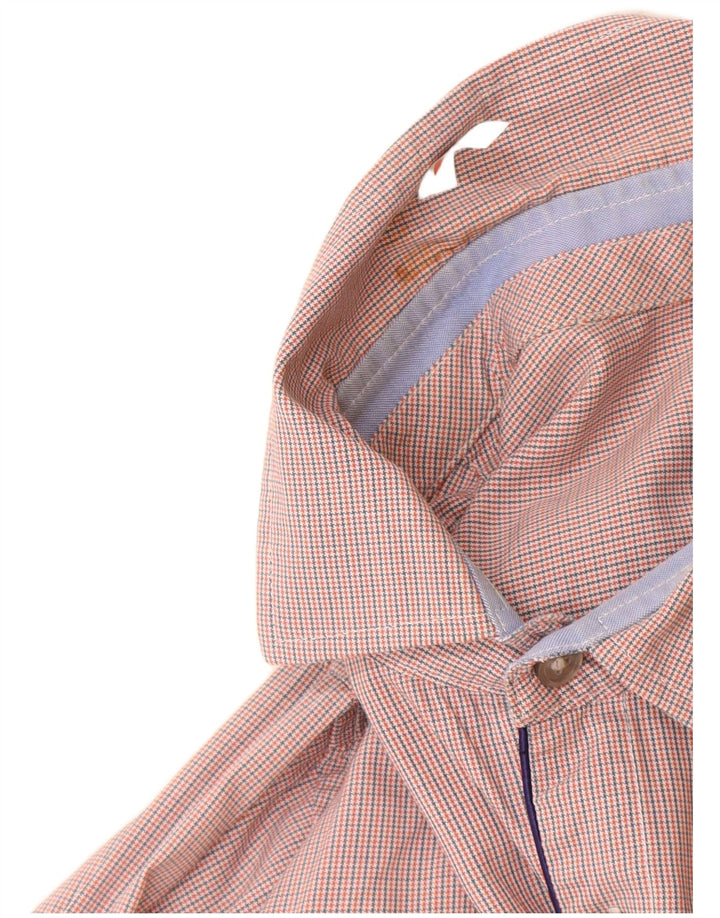 Hugo Boss Herre Ternet Slim Fit Skjorte Stor Orange Houndstooth Bomuld