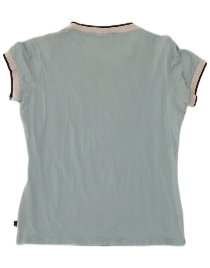 ASICS Grafisk T-shirt top til kvinder UK 12 Mellemblå bomuld