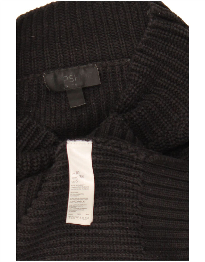 Topshop Womens Crop Oversized Turtle Neck Jumper Sweater UK 10 Small Black
