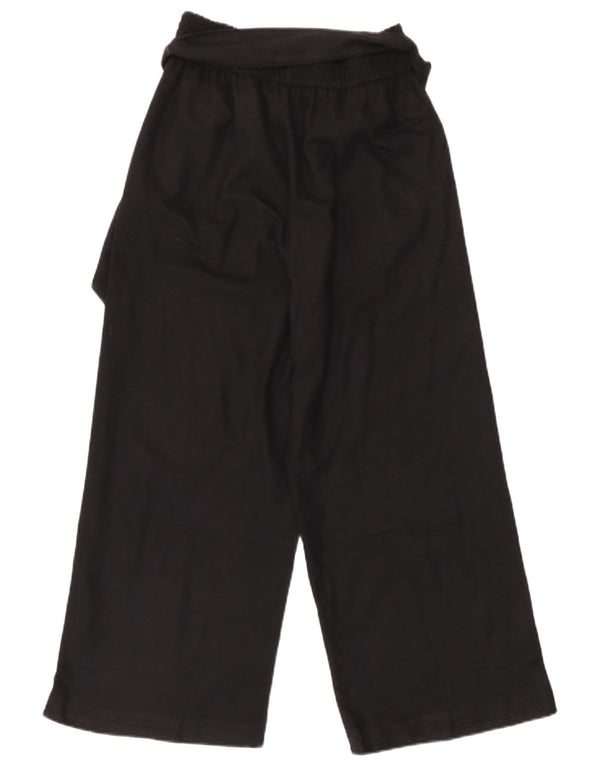 Zara Kvinder Højtaljede Brede Ben Cropped Bukser XS W24 L23 Sort