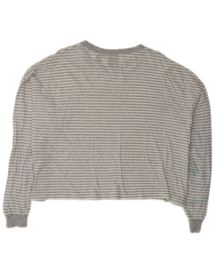 QUIKSILVER Dame Oversized Crop Top Langærmet UK 14 Mellem grå stribet