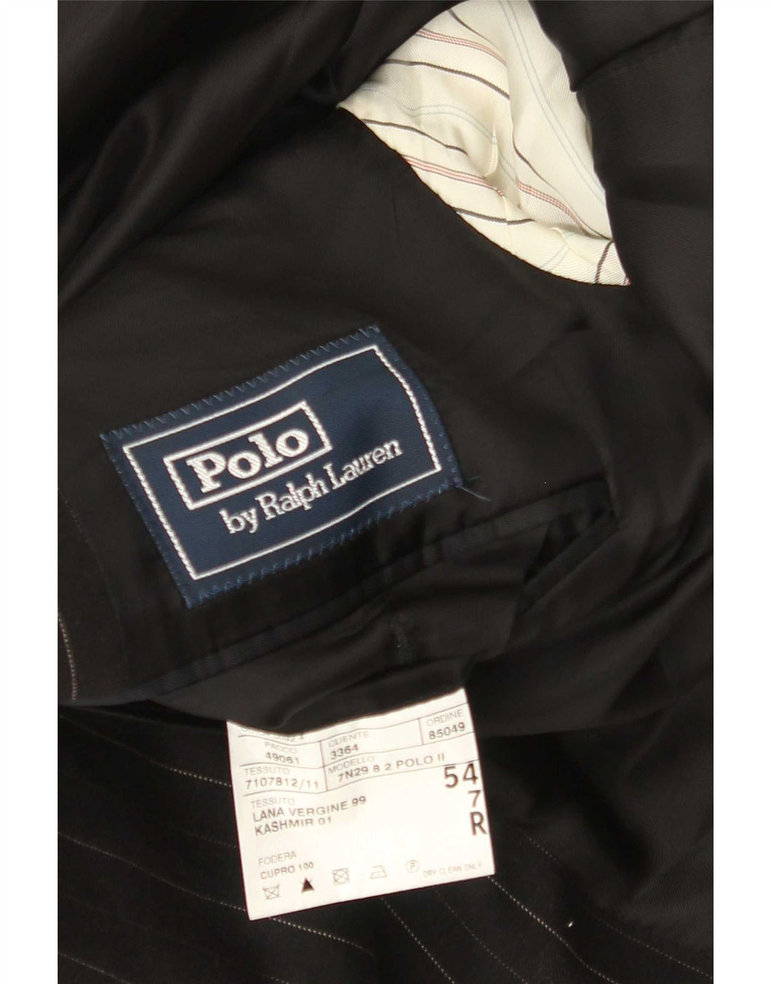 Polo Ralph Lauren Herre IT 54 2XL Sort nålestribet uld