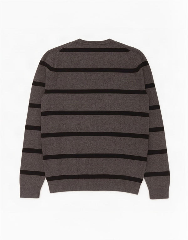 Gap Mens V-Neck Jumper Sweater Medium Grey Striped Cotton