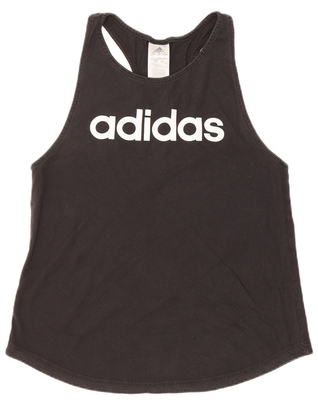 ADIDAS grafisk vest top til kvinder 12/14 medium sort bomuld