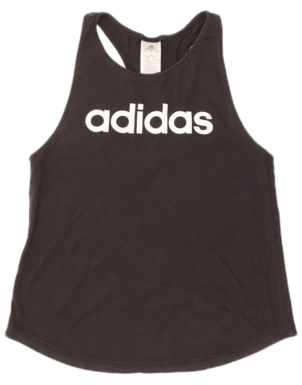 ADIDAS grafisk vest top til kvinder 12/14 medium sort bomuld