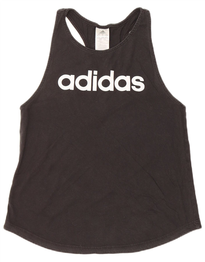 ADIDAS grafisk vest top til kvinder 12/14 medium sort bomuld