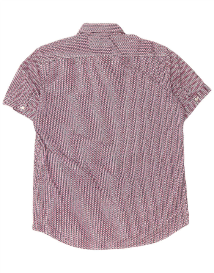 Carrera kortærmet herreskjorte med normal pasform Stor rød geometrisk bomuld