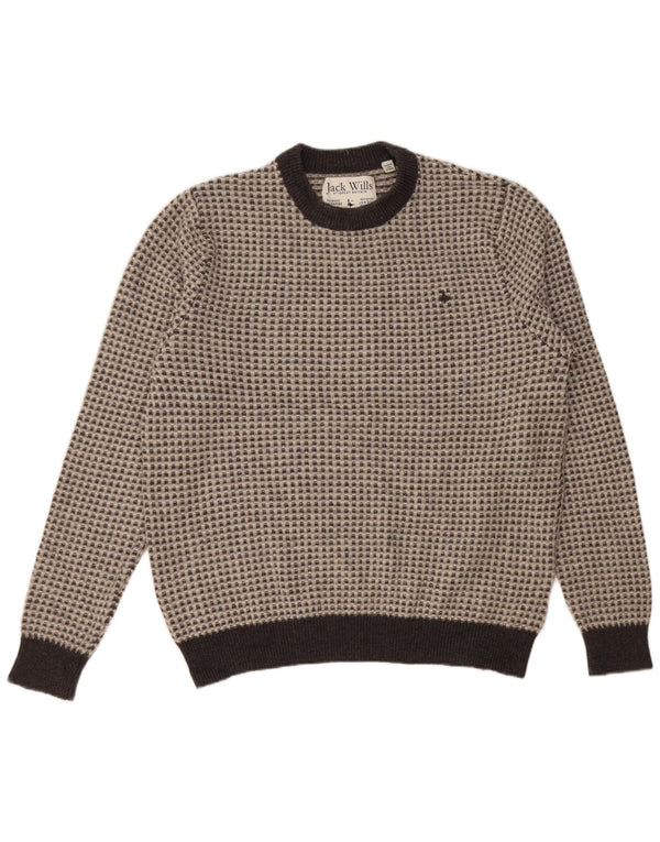 JACK WILLS Dame sweater med rund hals DK 20 2XL Grå ternet uld