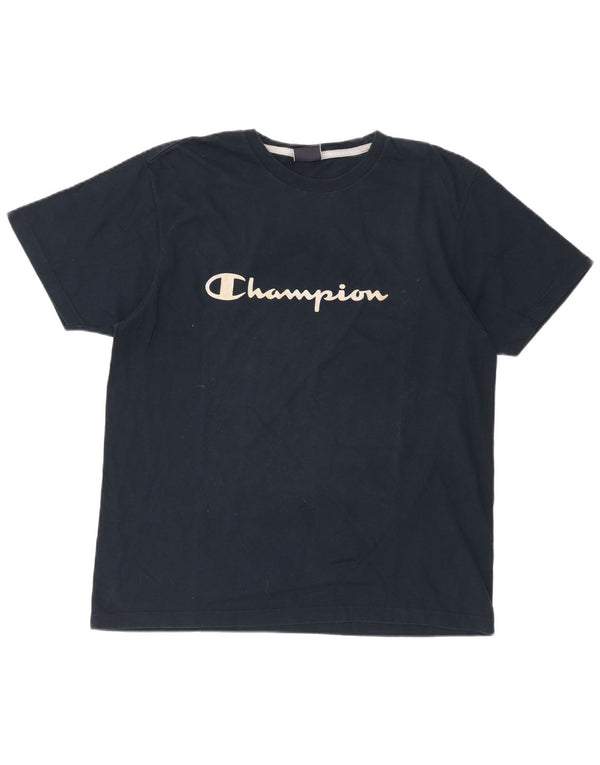 CHAMPION Herre grafisk T-shirt top XL marineblå bomuld
