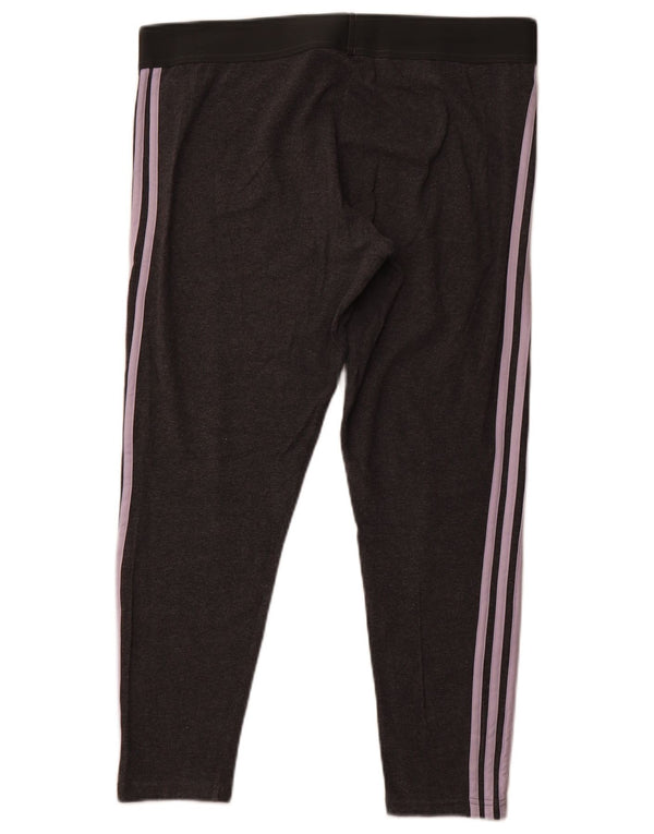 ADIDAS Womens Crop Leggings UK 20/22 XL Grå Bomuld