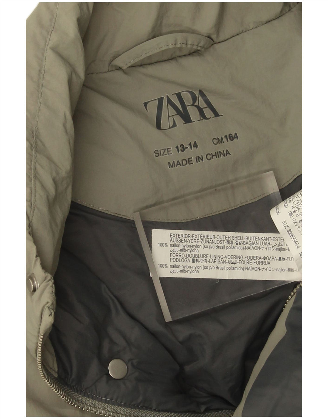 Zara Boys Polstret Gilet 13-14 år Khaki Nylon