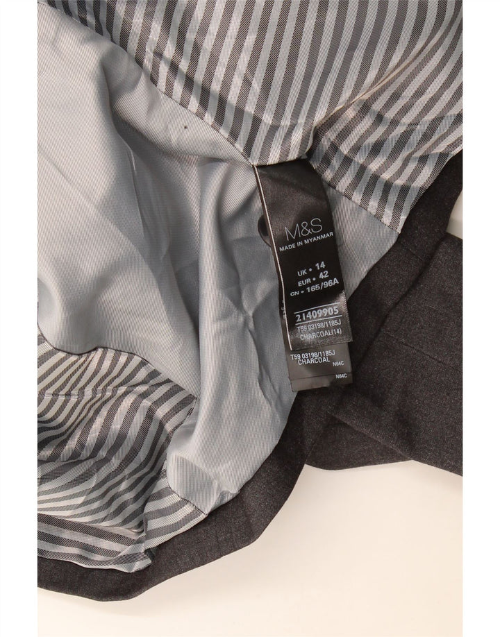 Marks & Spencer Dame 1 Knap Blazer Jakke UK 14 Stor Grå Flecked