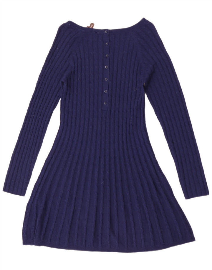 Phase Eight Dame Langærmet Jumper Dress UK 12 Medium Navy Blue Uld