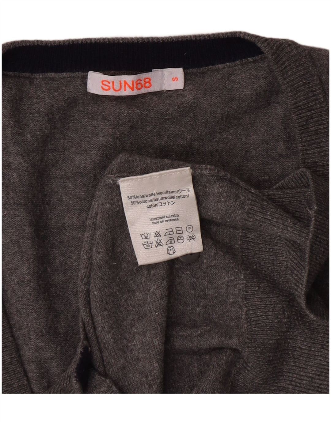 SUN68 Herre grafisk cardigan sweater lille grå uld