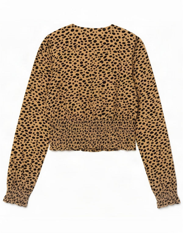 Levi's Womens Cardigan Top UK 10 Small Beige Animal Print Polyester