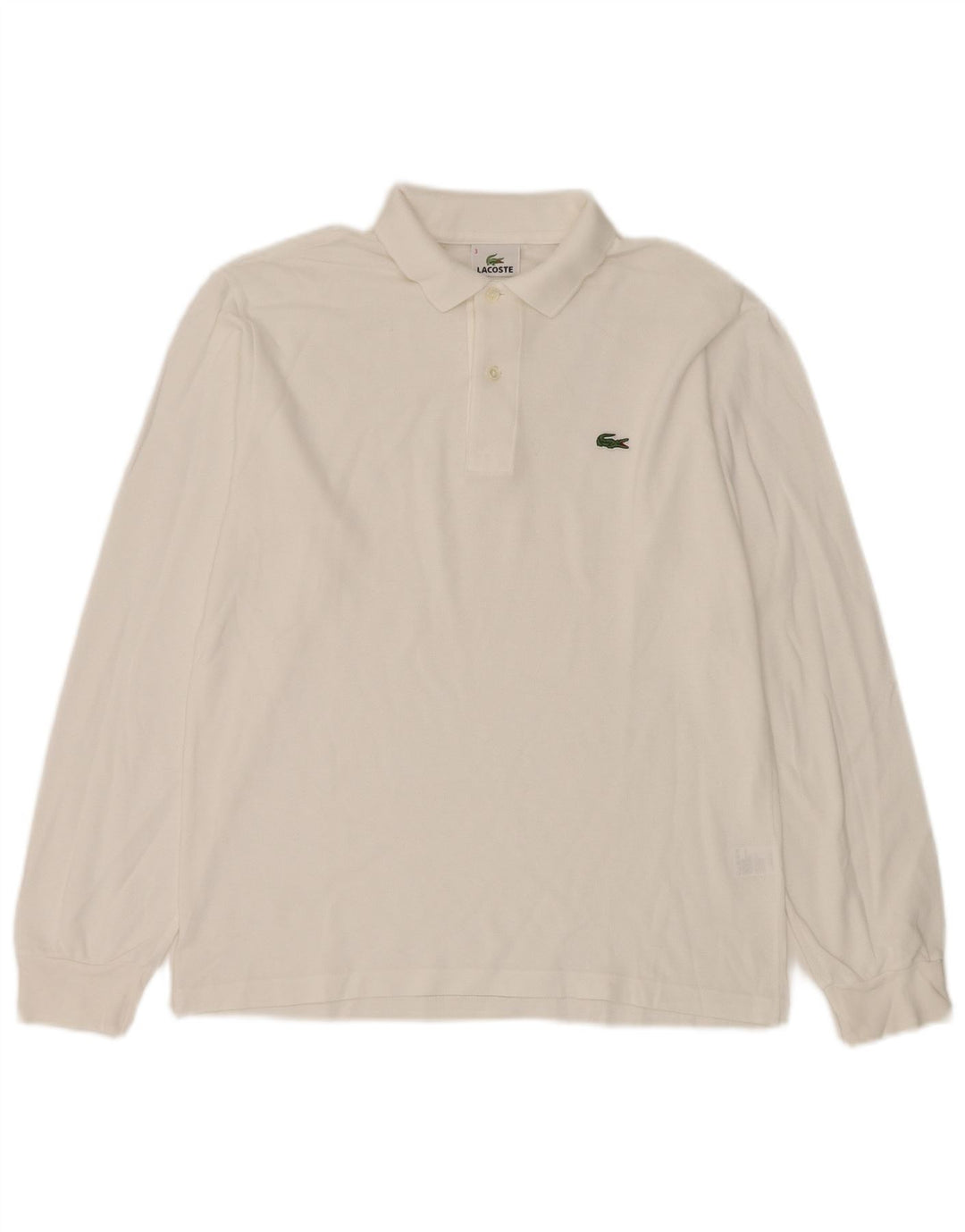 LACOSTE Langærmet herre poloshirt størrelse 3 Lille hvid bomuld