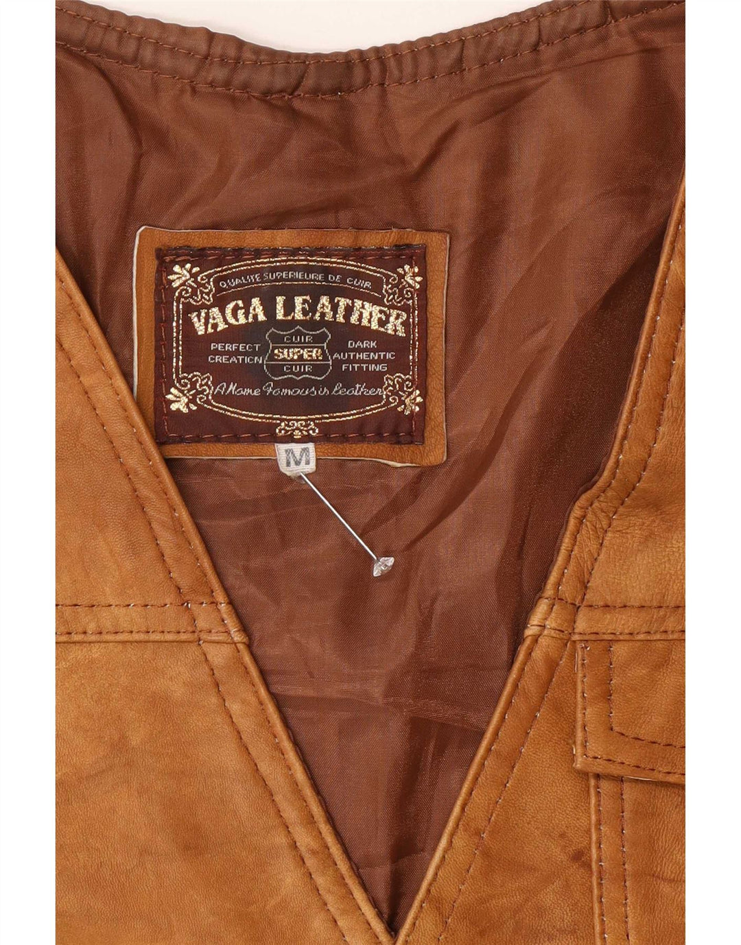 Vintage Herre Læder Utility Jacket UK 38 Medium Brown