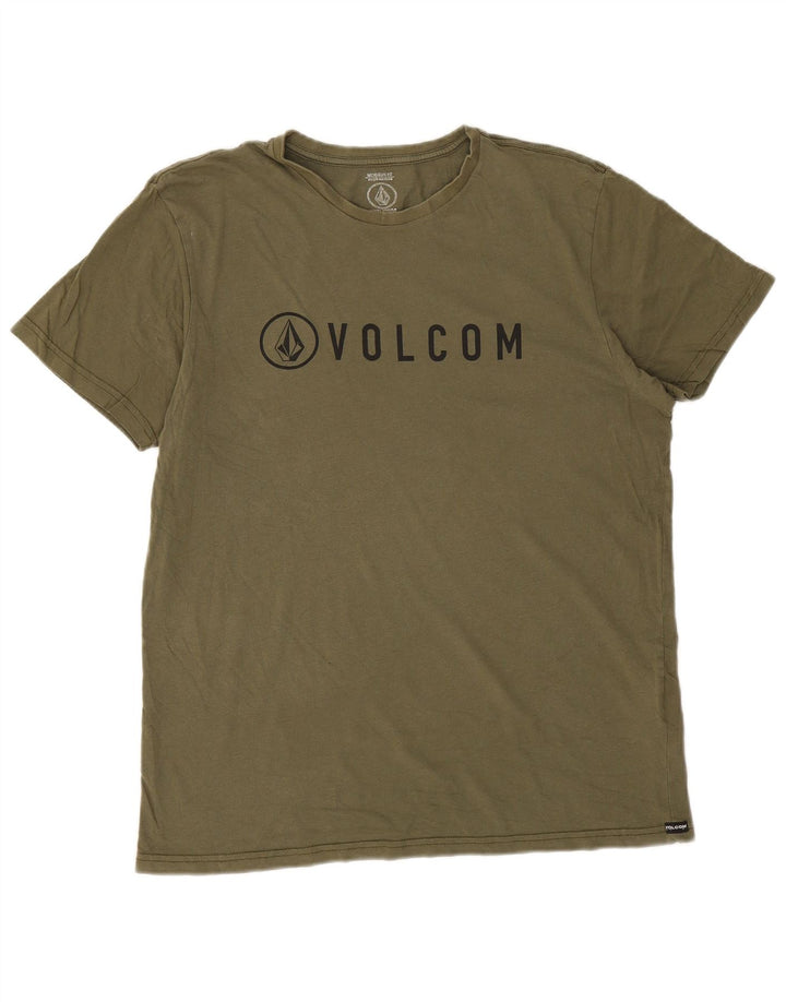 Volcom Herre Modern Fit Grafisk T-Shirt Top Stor Khaki Bomuld