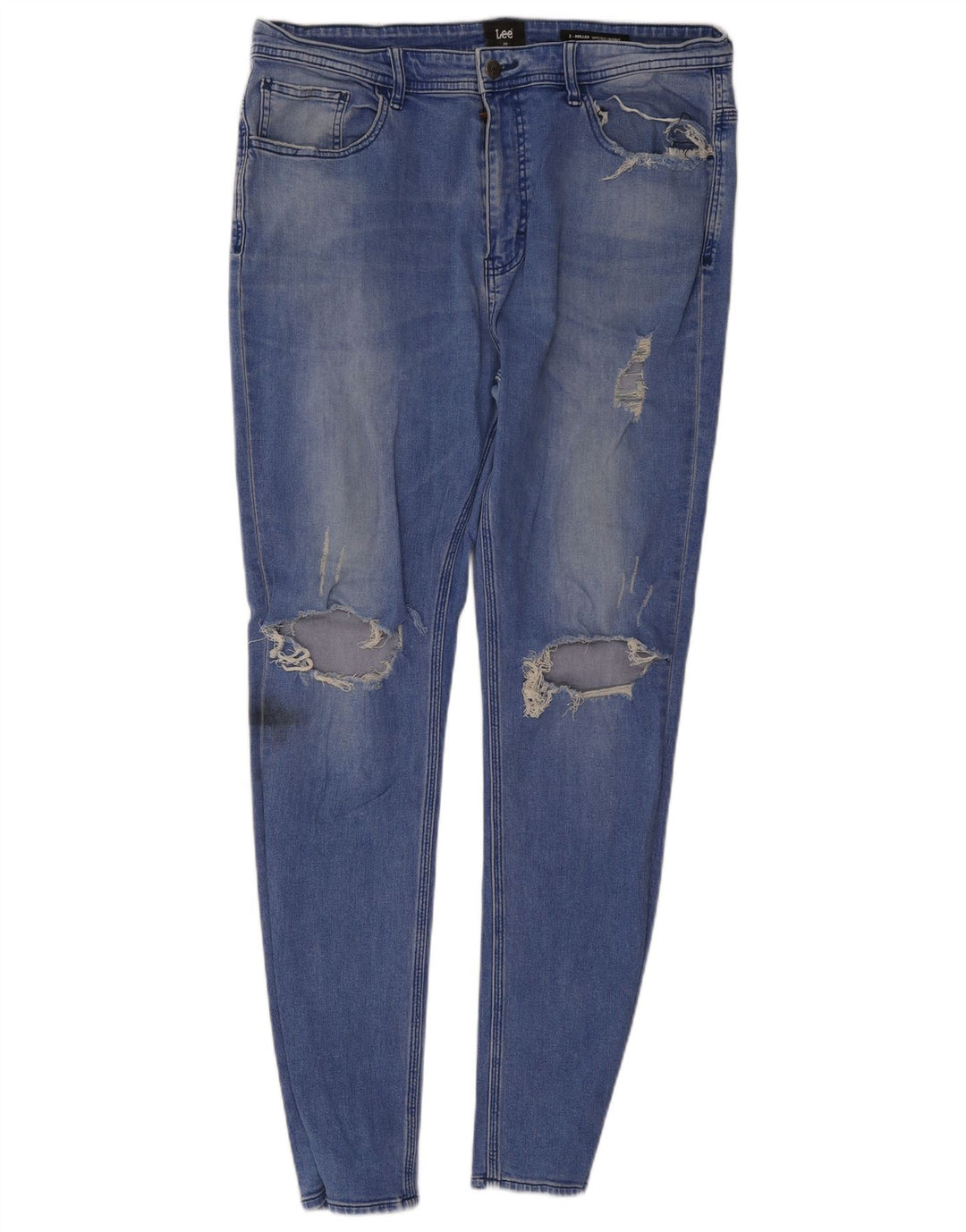 Lee Kvinders Distressed Skinny Jeans W36 L30 Blå Bomuld