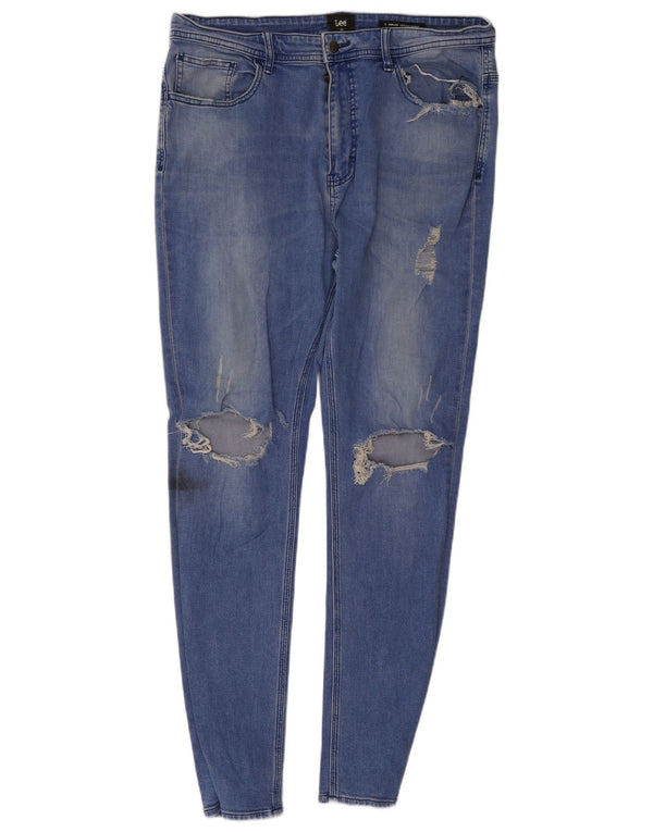 Lee Kvinders Distressed Skinny Jeans W36 L30 Blå Bomuld