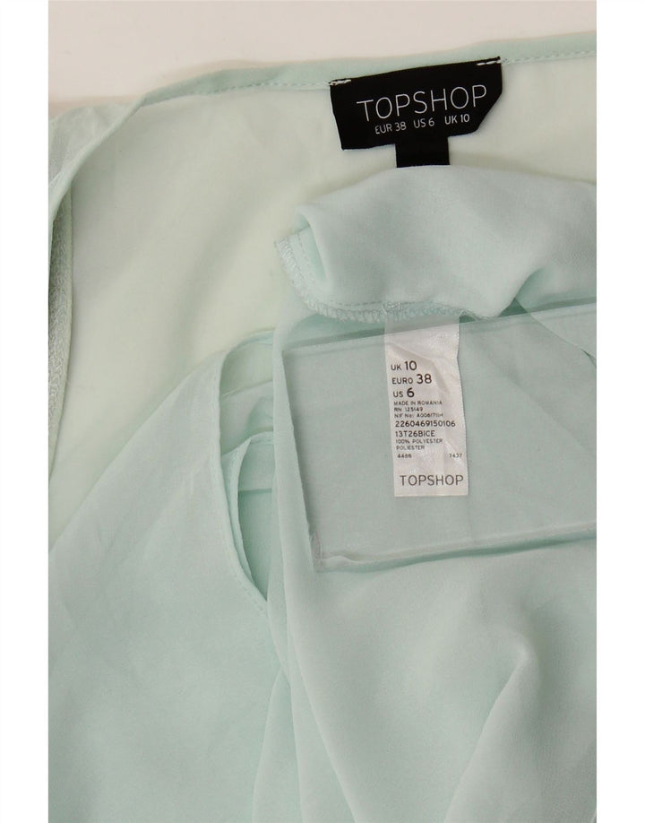 Topshop Dame ærmeløs bluse Top UK 10 Small Blue Polyester