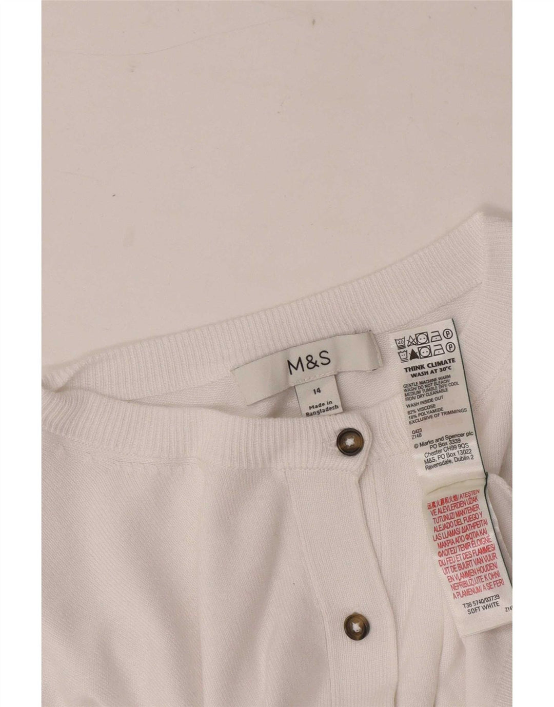 Marks & Spencer Dame Cardigan Sweater UK 14 Medium White Viscose