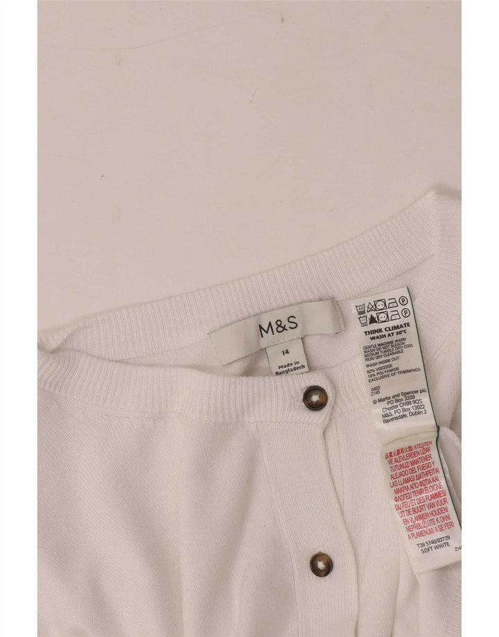 Marks & Spencer Dame Cardigan Sweater UK 14 Medium White Viscose