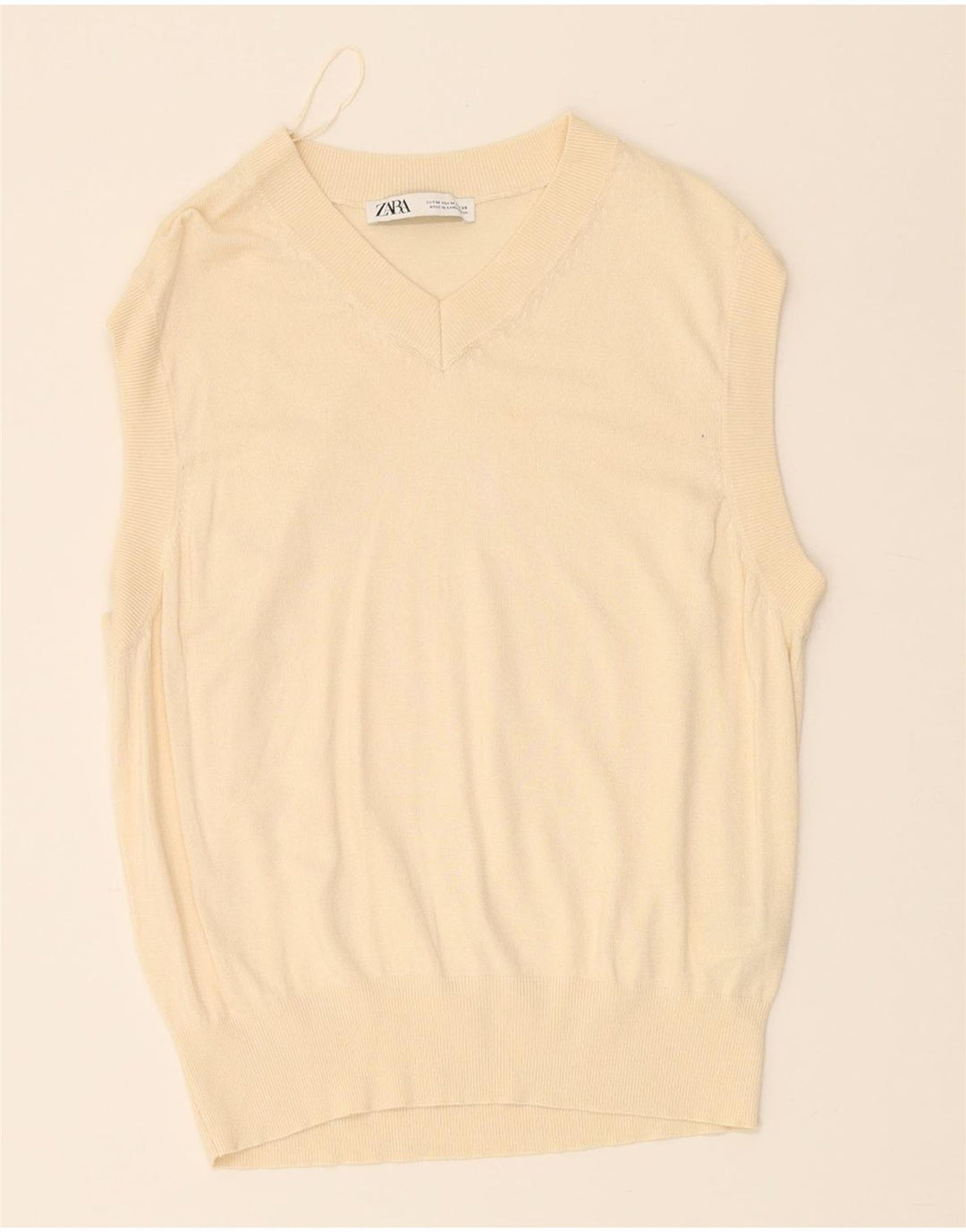 ZARA Womens Vest Tank Top UK 14 Medium Beige Viscose Vintage Zara and Second-Hand Zara from Messina Hembry 