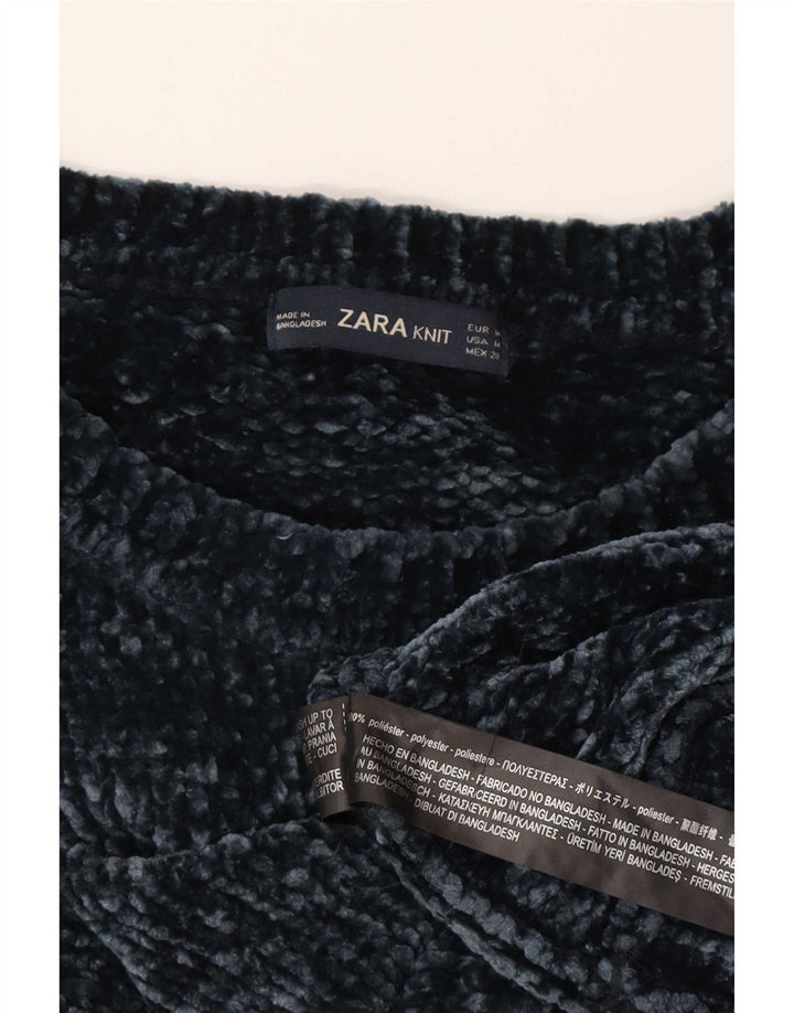 Zara Dame Oversized Crew Neck Jumper Sweater UK 14 Medium Navy Blue